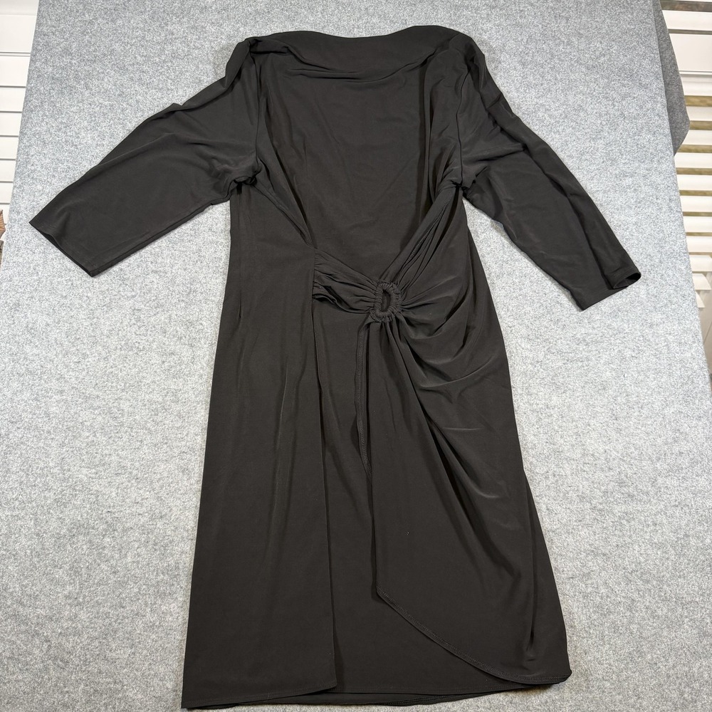 Tommy Bahama Dress Womens XL Black Clara 3/4 Sleeve Ruched Sheath Knee Length - Picture 5 of 7